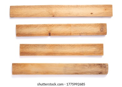 Aged Wooden Board, Beam Or Bars Isolated On White Background