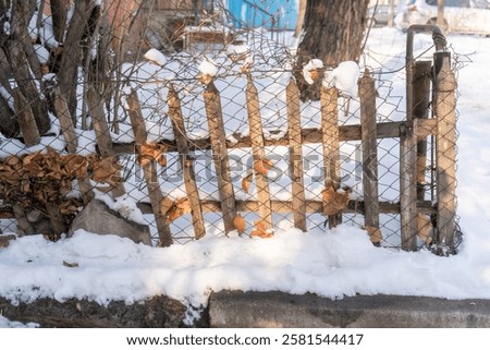 Similar – Image, Stock Photo Snow-covered wire mesh fence