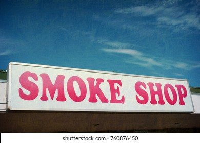  Aged And Worn Photo Of Smoke Shop Sign                              