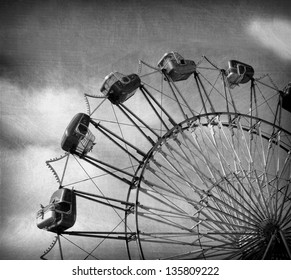  Aged And Worn Vintage Black And White Photo Of Ferris Wheel