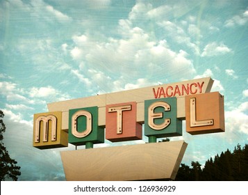  Aged And Worn Vintage Photo Of Motel Vacancy Sign