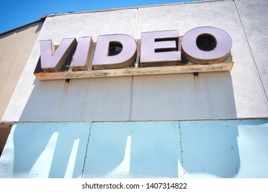  Aged And Worn Vintage Video Store Sign                              