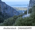 Agia Eleousa.The big Cross with Kleisoura Canyon in Greece                 