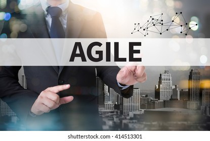 Agile Agility Nimble Quick Fast Concept And Businessman Working With Modern Technology