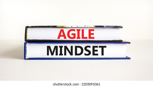 Agile Mindset Symbol. Concept Words Agile Mindset On Books. Beautiful White Table White Background. Business Flexible And Agile Mindset Concept. Copy Space.