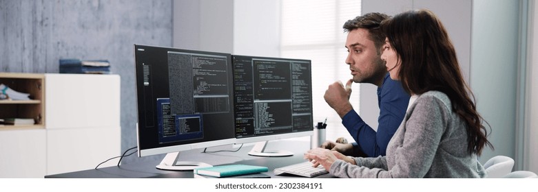 Agile Pair Programming And Extreme Coding. Business Software - Shutterstock ID 2302384191
