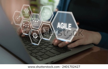 Agile project implementation concept. Development and lean management, product development lifecycle and project management. 
 Drive change concept.
