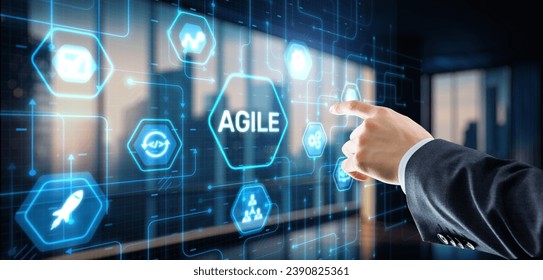 Agile software development technology business concept - Shutterstock ID 2390825361
