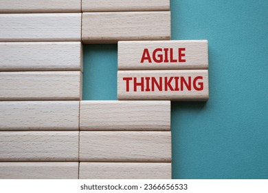 Agile Thinking symbol. Wooden blocks with words Agile Thinking. Beautiful grey greenbackground with. Business and Agile Thinking concept. Copy space. - Shutterstock ID 2366656533