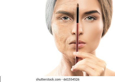 Half Old Face Images Stock Photos Vectors Shutterstock