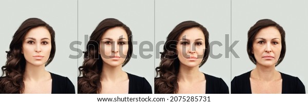 Aging process.Age changes.Aging.Woman of\
different ages-30,40,50