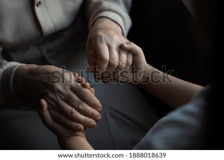 Similar – Foto Bild Hand einer Seniorin auf dem Krankenbett