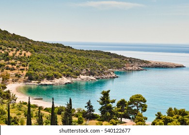 Agioi Anargyri Beach In Spetses Island, Greece