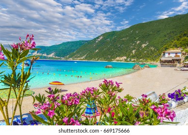 Agios Nikitas beach and resort in Lefkada Greece - Shutterstock ID 669175666