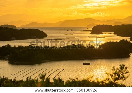 Ago bay silhouette sunsetsky,mie tourism of japan