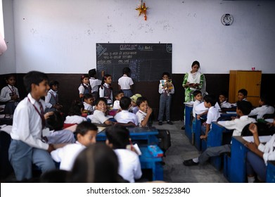 Agra, India, November3, 2015: Indian School Children In Classroom.