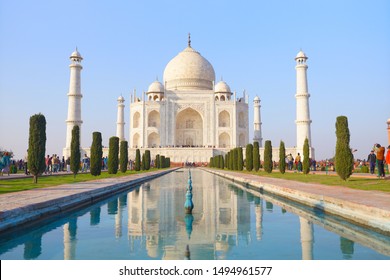 Agra,India - September 01 2019 : Taj Mahal seven wonder of the world in Agra,India