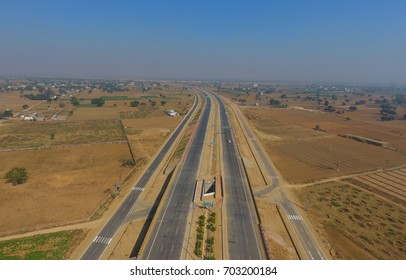 Agra;Uttar Pradesh ; INDIA November 27 2016 
Aerial Photography Bird-eye View Of Lucknow Agra Expressway 