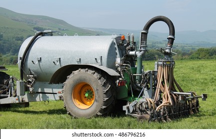 An Agricultural Farm Slurry Tanker With Shallow Injector.