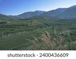 Agricultural landscape near Murghazar, Swat, North West Frontier Province, Pakistan, Asia