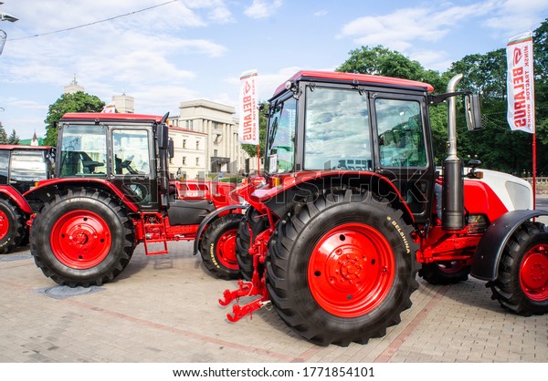 Agricultural machinery tractor close-up.\
Mechanics and hydraulics. 07 July 2020, Minsk\
Belarus