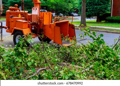 Agricultural machinery, wood shredder chipper machine to remove - Shutterstock ID 678470992