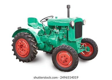 Agricultural old retro tractor isolated on white background - Powered by Shutterstock