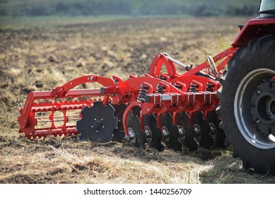 Agricultural plow close-up on the ground, agricultural machinery. - Shutterstock ID 1440256709