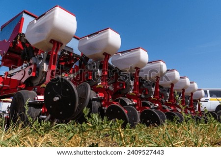 Agricultural seeding machine close up
