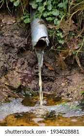 Agricultural Sub-surface Field Drainage System, Groundwater Is Discharged From The Tube Into A Ditch