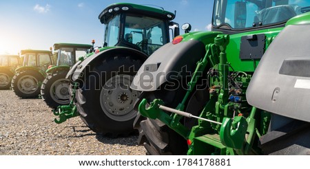 Agricultural tractors on a farm