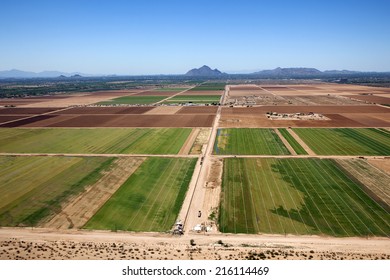 Agriculture aerial on the outskirts of Phoenix, Arizona