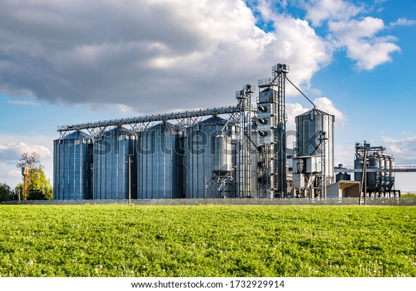 Agroprocessing Manufacturing Plant Processing Silver Silos Stock Photo ...