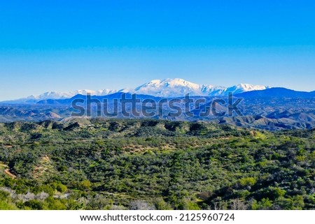 The Agua Tibia Wilderness in Cleveland National Forest, in the background the snowy peaks of th San Jacinto Range, Southern California, USA
