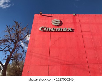 Aguascalientes, Mexico, 01/25/2020. Facade Of Cinemex, A Mexican Chain Of Cinemas