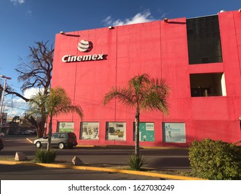 Aguascalientes, Mexico, 01/25/2020. Facade Of Cinemex, A Mexican Chain Of Cinemas