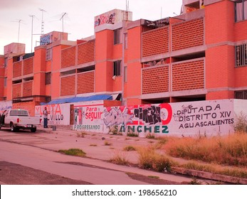 AGUASCALIENTES, MEXICO - OCTOBER 19, 2013:  Artistic Graffiti Or Street Art In The City Of Aguascalientes City, Aguascalientes State, North Central Mexico. 