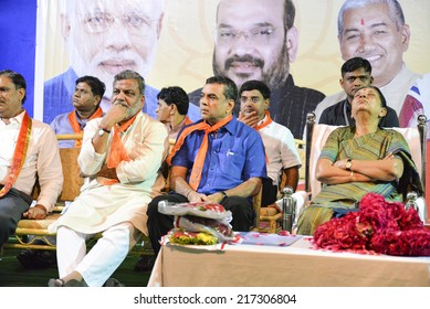 AHMEDABAD, GUJARAT/INDIA - 10 SEPTEMBER 2014 :Actor-turned-polician & Ahmedabad East MP Paresh Rawal Along With Gujarat Cm, Campaigning For Assembly & Lok Sabha Seat In Gujarat, India. 