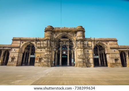 AHMEDABAD, INDIA - NOVEMBER 27, 2016: Jama Mosque or Juma Masjid, an ancient islamic architecture in heritage city of Ahmedabad, Gujarat, India