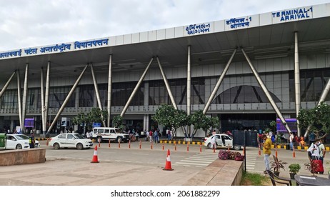 Ahmedabad, India - October 5 2021: Outer View Sardar Vallabhbhai Patel International Airport Ahmedabad