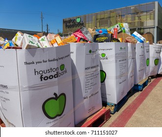 AHouston, Texas, September 7, 2017: Donations pour in after hurricane Harvey. Local charities such as the Houston Food Bank provide food and supplies to individuals and families in need