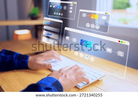 AI agent concept with user using software node coding work flow process multi step to combine working platform such as automatic reply email