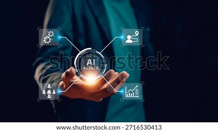 AI Agent Ecosystem Framework Enterprise Automation Intelligent Business Integration, Businessman use AI as a Service, Agentic Workflow, journey, FinAgent, organizational adoption scalability