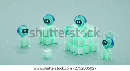 Ai Agent, Multi-Agent System concept, SLM, small language model, chatbot, ai assistant. 3d render. Photo stock