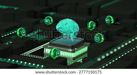 AI Agent, Multi-Agent System concept, SLM, small language model, chatbot, AI assistant. 3d render. Photo stock