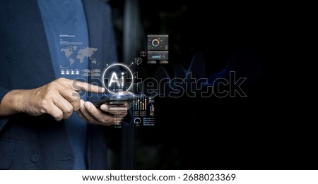 AI agent uses artificial intelligence and automation system for marketing analysis, visualizing datum through graph, improving businessman goal investment network.