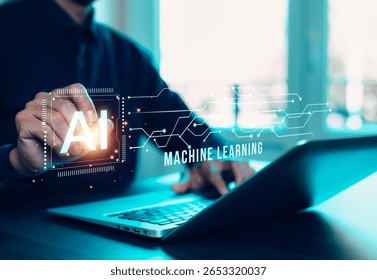 AI Agents and  software interface concept,virtual assistant for customer service, futuristic smart automation with  AI assistant for graphic design, translation and chatbot.