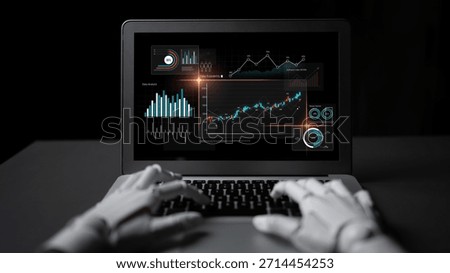 AI analyzing data analytics dashboard, detecting financial patterns, visualizing metrics, and generating insights for business decision-making and performance forecasting. Latch