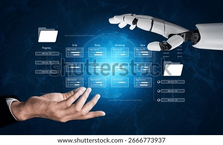 AI analyzing task progress, reviewing workflow pipeline, updating task stages, and improving project management efficiency with automated reporting insights. Vouch