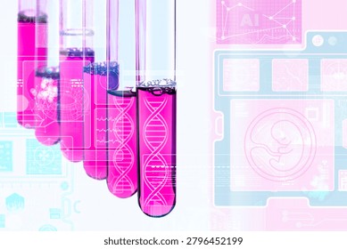 AI Artificial intelligence analyzing embryo development in laboratory, IVF, reproductive medicine and genetic research concept with digital interface and biotechnology visualization